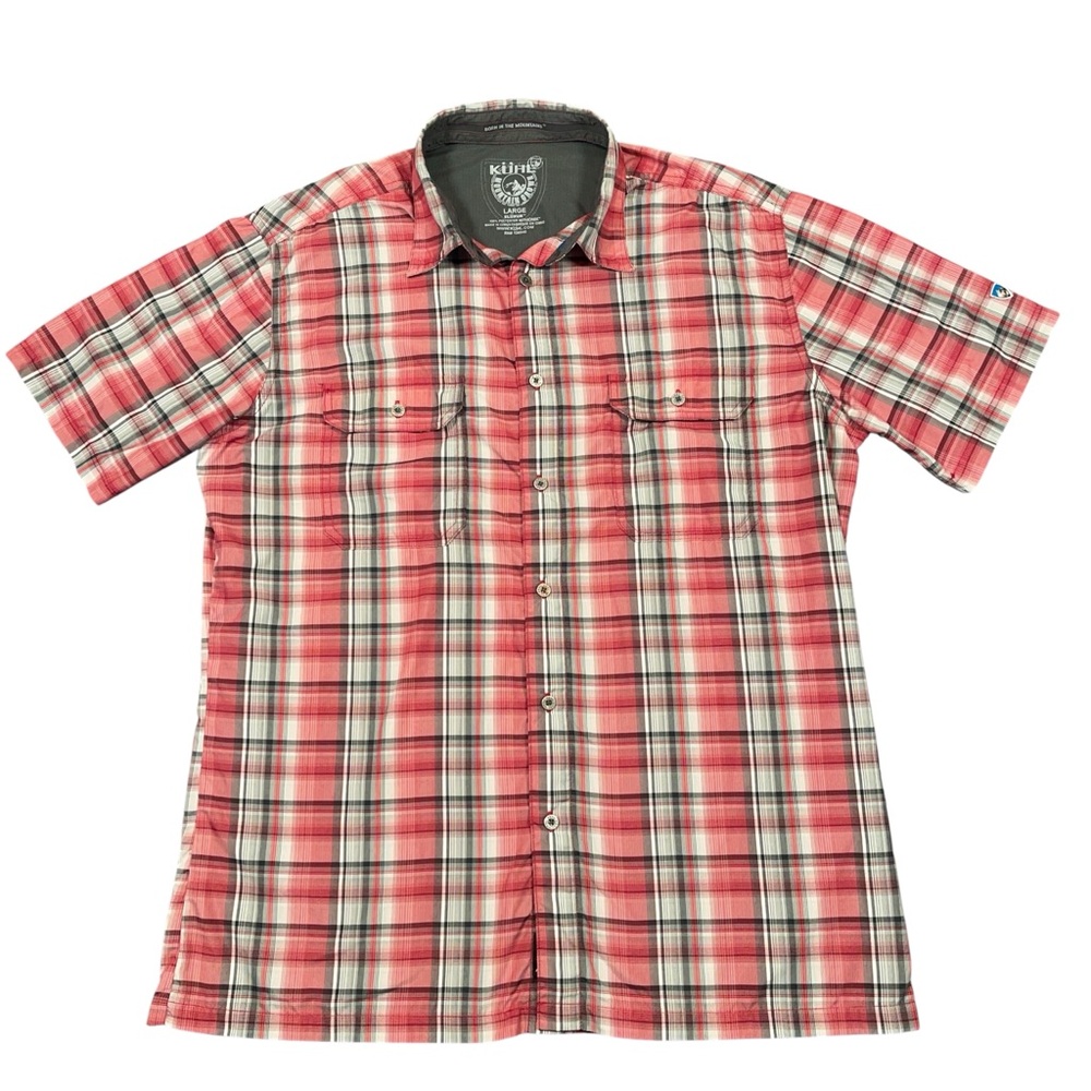 Kuhl Eluxur Hiking Shirt Mens Large Red Plaid Outdoor Trail Button Up